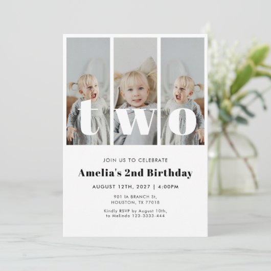 Photo 2nd Birthday Invitation 招待状 (スタンド正面)