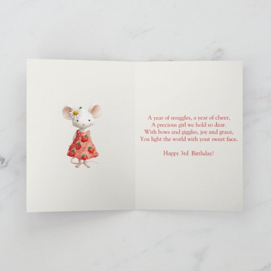 Photo 3rd Birthday Folded Greeting Card カード (内部)