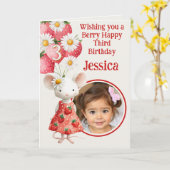 Photo 3rd Birthday Folded Greeting Card カード (黄色い花)