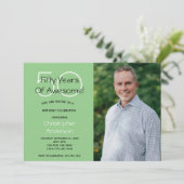 Photo 50th Birthday Party Invitation Green for Him 招待状 (スタンド正面)