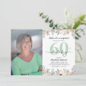 Photo 60th Birthday Party Pastel Floral  招待状 (スタンド正面)