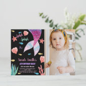 Photo 6th Dark Pink on top mermaid誕生日 招待状 (スタンド正面)