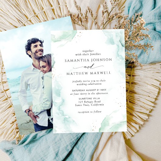 Photo, Airy Blueターコイズ水色結婚の 招待状