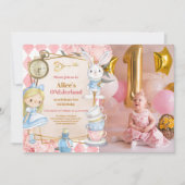 Photo Alice in Wonderland 1st Birthday Onederland 招待状 (正面)