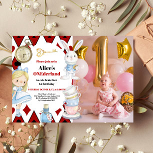 Photo Alice in Wonderland 1st Birthday Onederland 招待状