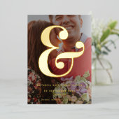 Photo Ampersand Vellum Overlay スタイルの結婚式延期日通知 箔招待状 (立ち正面)