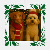 Photo and Custom Text Personalized Holly メタルオーナメント (正面)