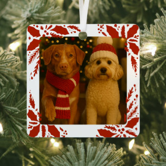 Photo and Custom Text Personalized Holly メタルオーナメント