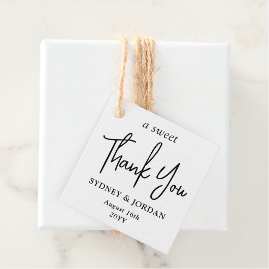 Photo and Modern Script A Sweet Thank You Wedding フェイバータグ (インサイチュ)