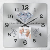 PHOTO and NAMES Cross in Diamond Anniversary Gives スクエア壁時計