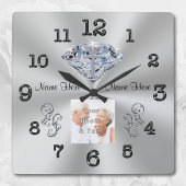 PHOTO and NAMES Cross in Diamond Anniversary Gives スクエア壁時計