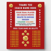 Photo and Personalized, Softball Coach Plaques フォトプラーク (正面)