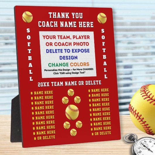 Photo and Personalized, Softball Coach Plaques フォトプラーク