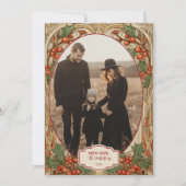 Photo Antique Holly Berry Christmas シーズンカード (正面)