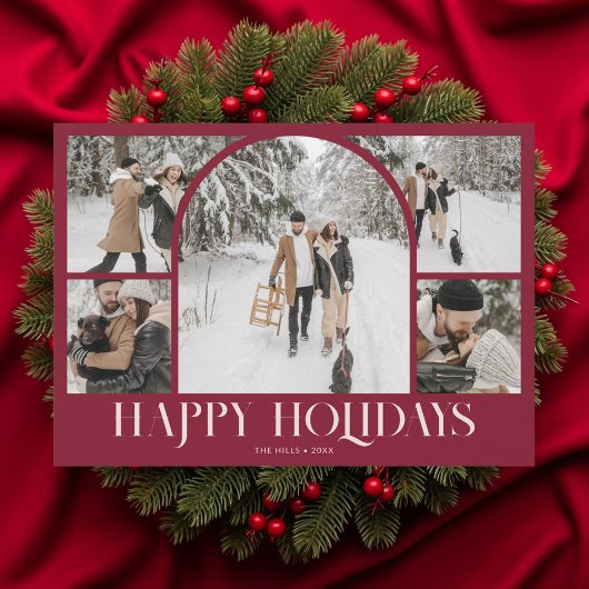 Photo Arch Happy Holidays Christmas Vintage Red シーズンカード