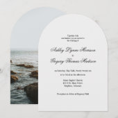 Photo Arch Shaped Grey Wedding Invitation 招待状 (正面/裏面)