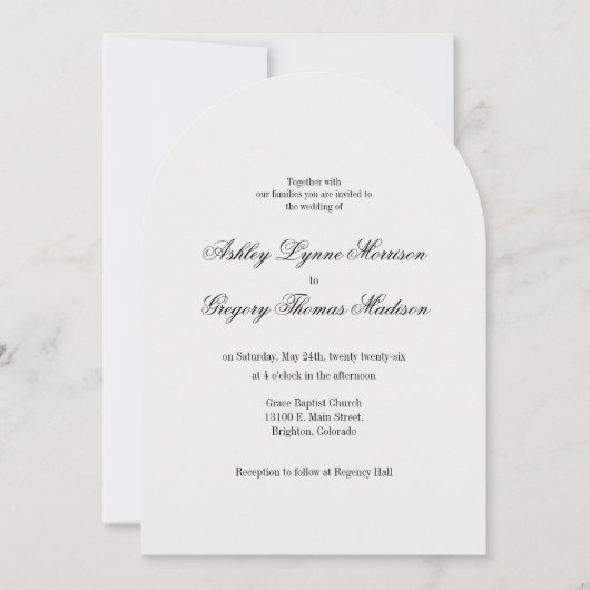 Photo Arch Shaped Grey Wedding Invitation 招待状 (正面)