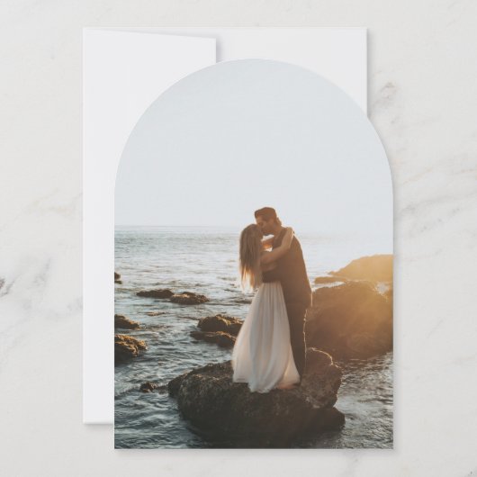 Photo Arch Shaped Lavender Wedding Invitation 招待状 (裏面)