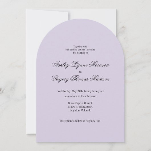 Photo Arch Shaped Lavender Wedding Invitation 招待状 (正面)