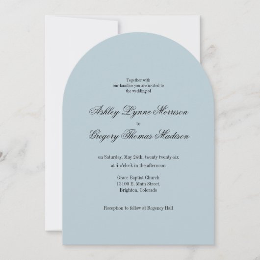 Photo Arch Shaped teal Wedding Invitation 招待状 (正面)