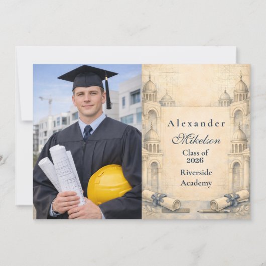 Photo Architecture Drafting Tools Graduation 案内状 (正面)