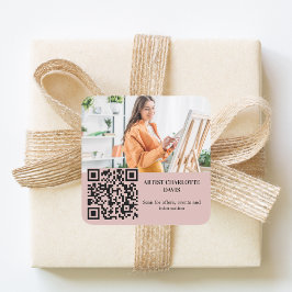 Photo artist designer dusty rose pink QR code スクエアシール