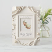 Photo Baby Announcement Card | Minimal Neutral New シーズンカード (スタンド正面)