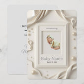 Photo Baby Announcement Card | Minimal Neutral New シーズンカード (正面/裏面)