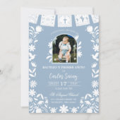 Photo Baby Blue Cielito Lindo Baptism 招待状 (正面)