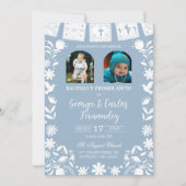 Photo Baby Blue Cielito Lindo Boy Twins Baptism 招待状 (正面)