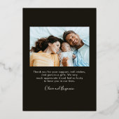 Photo Baby Thank You Birth Stats Gold Foil Card 箔招待状 (裏面)