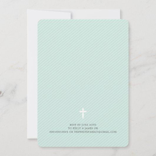 PHOTO BAPTISMの華ファンシーやかな書道かわいいミント 招待状 (裏面)