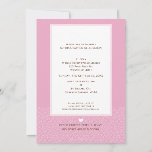 PHOTO BAPTISM招待状:: 2Pと甘く言う 招待状 (裏面)