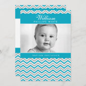 PHOTO BAPTISM招待状::: sweet chevron aqua 招待状 (正面/裏面)
