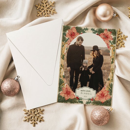 Photo Baroque Holly Christmas シーズンカード