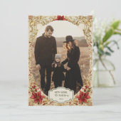 Photo Baroque Poinsettia Elegance Christmas シーズンカード (スタンド正面)