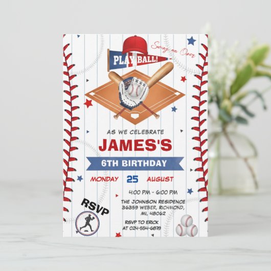 Photo Baseball Birthday Invitation 招待状 (スタンド正面)