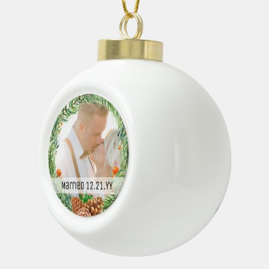 PHOTO BAUBLE -初めてのクリスマスま結婚したたは婚約した セラミックボールオーナメント (右)