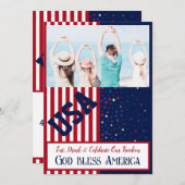 Photo BBQ & Brew USA 7月4日の独立記念日 招待状 (正面/裏面)