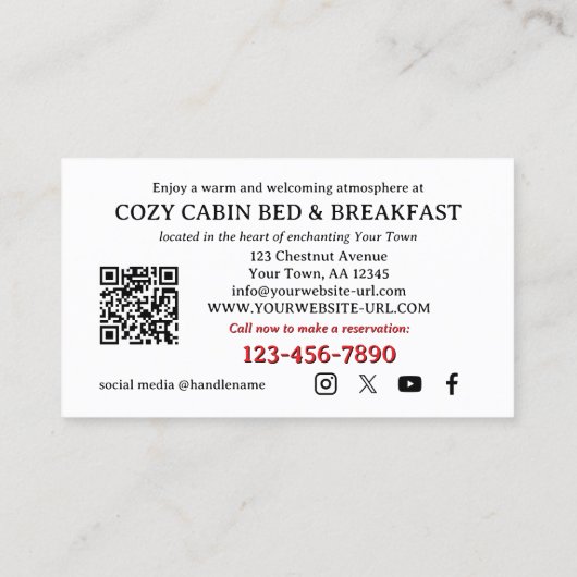 Photo Bed and Breakfast Business Card 名刺 (裏面)
