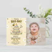 Photo Bee-Day 1st Birthday Invitation – Cute Bee 招待状 (スタンド正面)