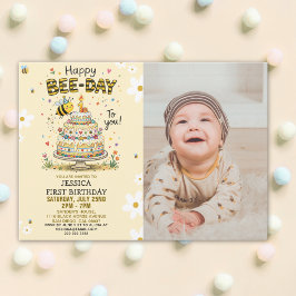 Photo Bee-Day 1st Birthday Invitation – Cute Bee 招待状