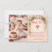 Photo Berry First Garden 1st Birthday サンキューカード (正面)