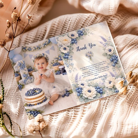 Photo Berry First Storybook Garden 1st Birthday サンキューカード