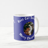 Photo Best Cat Dad Ever Custom Pet Name Blue  コーヒーマグカップ (正面右)