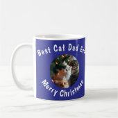 Photo Best Cat Dad Ever Custom Pet Name Blue  コーヒーマグカップ (左)