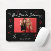 Photo Best Friends Forever Black and Red Hearts マウスパッド (マウス)
