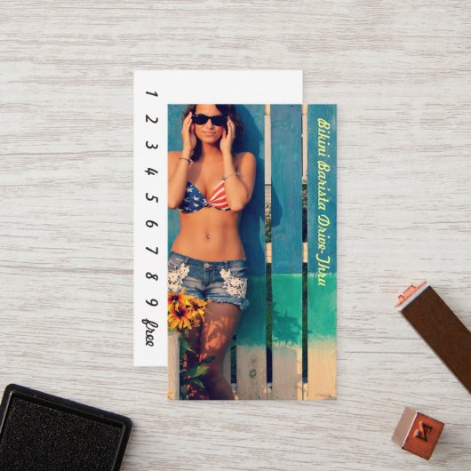 Photo Bikini BaristaドライブスルーUSAフラカスタマイズグ ロイヤリティカード (正面/裏面インサイチュ)