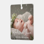 Photo Birth Announcement Babys初めてのクリスマス メタルオーナメント (正面左)