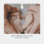Photo Birth Announcement Babys初めてのクリスマス メタルオーナメント (裏面)